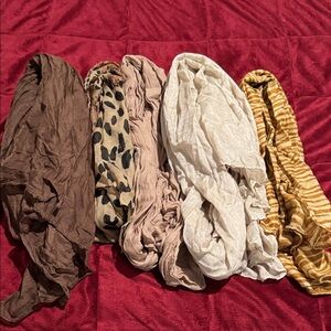 Set of 5 Stylish Scarves in Earth Tones